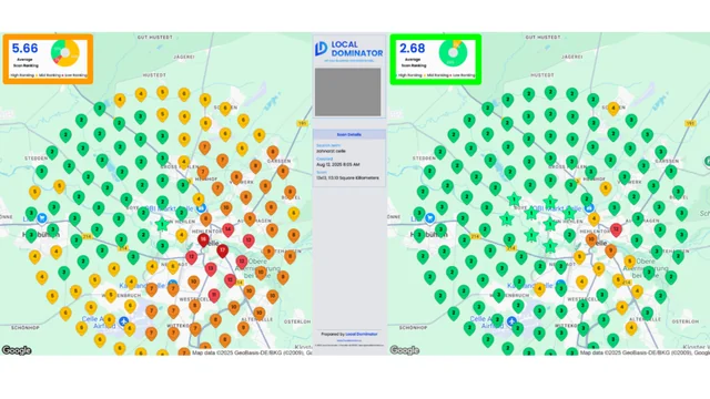 Before and after local ranking grid for Dental Clinic — Harrisburg, PA
